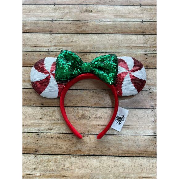 Disney Accessories - Disney Parks Peppermint Swirl Candy Cane Cutie Minnie Mouse Sequin Headband